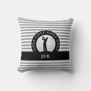 Live To Golf Monogramm Golfer Grau Schwarz Für Ihn Kissen