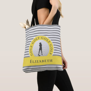 Live To Golf Monogramm Golfer Graue Streifen Chic Tasche