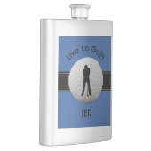 Live to Golf Quote Mit Monogramm Initialen Blue Bl Flachmann (Rechts)