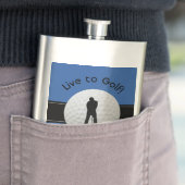 Live to Golf Quote Mit Monogramm Initialen Blue Bl Flachmann (Beispiel)