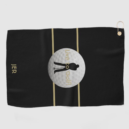 Live to Golf Quote Typografie Black Green Monogram Golfhandtuch (Horizontal)
