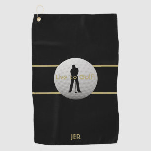 Live to Golf Quote Typografie Black Green Monogram Golfhandtuch