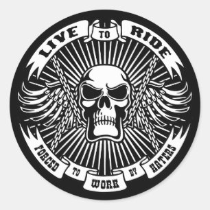 Live to Ride, erzwungen zur Arbeit Runder Aufkleber