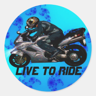 Live to Ride Motorbiker Runder Aufkleber