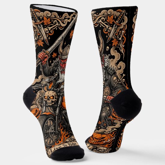 Live To Ride Variation I- Route 66 Samurai Oni Socken (Gewinkelt)