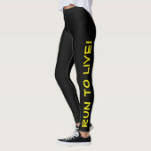 Live to Run! Lauf zum Leben! Schwarz-Gelb-Running Leggings (Links)