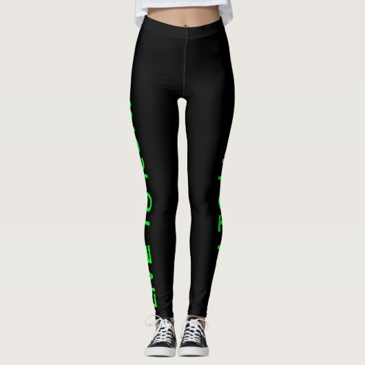 Live to Run! Lauf zum Leben! Schwarz/Grün Leggings (Vorderseite)