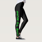 Live to Run! Lauf zum Leben! Schwarz/Grün Leggings (Rechts)