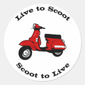 Live to Scoot Round Sticker (Vorderseite)