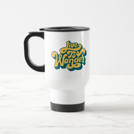 Live To Wander Retro Travel Mug 70s Style Reisebecher (Links)