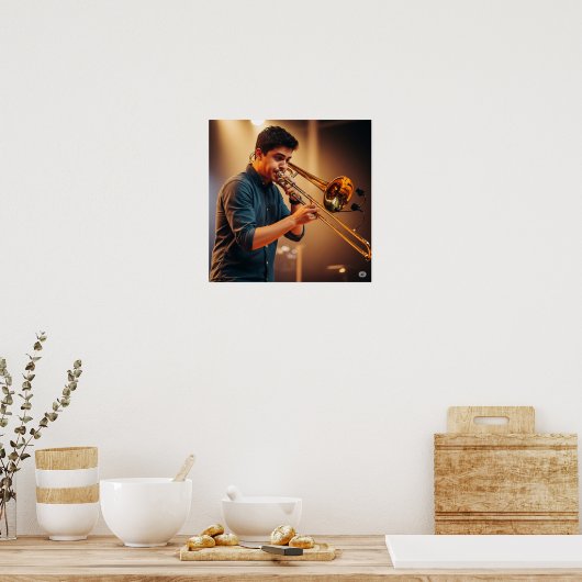 Live-Trombone-Player-Grafik Poster (Küche)