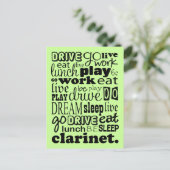 Live um Klarinette zu spielen Postkarte (Stehend Vorderseite)