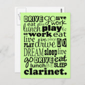 Live um Klarinette zu spielen Postkarte (Vorne/Hinten)