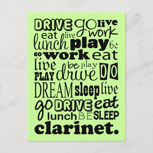 Live um Klarinette zu spielen Postkarte (Vorderseite)
