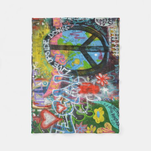 Live Upside Down Peace Sign Wall Fleecedecke (Vorderseite)