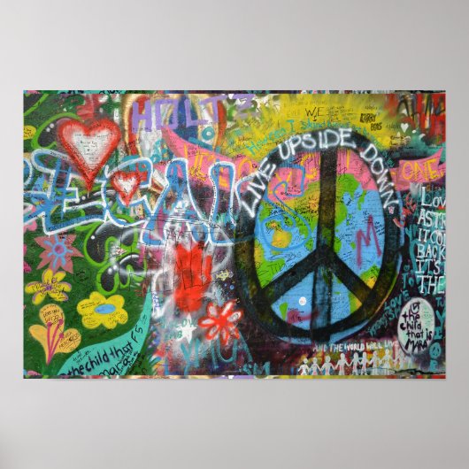 Live Upside Down Peace Sign Wall Poster (Vorne)