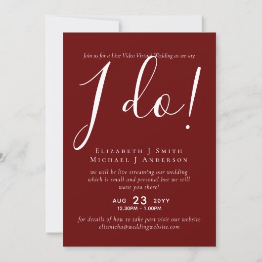Live-Video-Chat Hochzeiten oder Paare - Einladunge (Vorderseite)