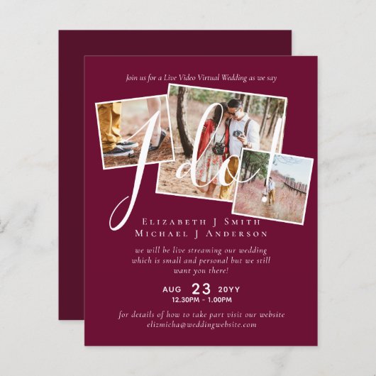 Live-Video-Chat Hochzeiten oder Paare - Einladunge (Vorne/Hinten)