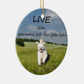 "Live wie jemand verließ dem Tor offene" Keramikornament (Rechts)
