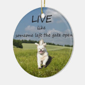"Live wie jemand verließ dem Tor offene" Keramikornament (Links)