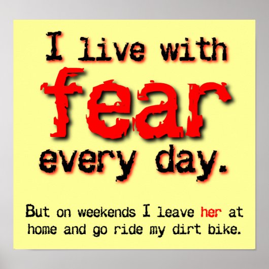 Live With Fear Dirt Bike Motocross Poster (Vorne)