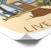Live Your Best Life Beach Cabin Surfer Poster (Ecke)