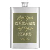 Live Your Dream individuelle Name & Color Flask Flachmann (Vorderseite)