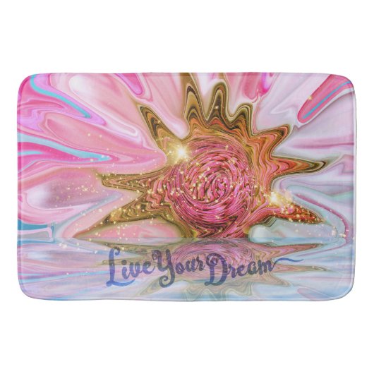 Live Your Dream - Rose Blume Power Badematte (Vorderseite)