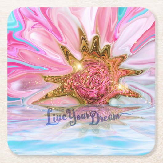 Live Your Dream - Rose Blume Power Rechteckiger Pappuntersetzer (Vorderseite)