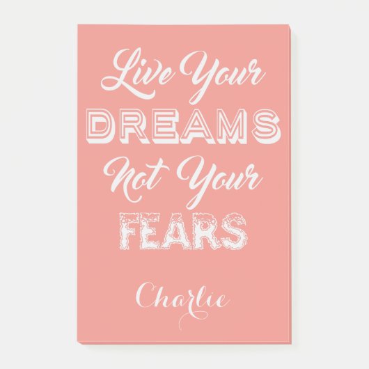 Live your Dreams individuelle Name & color Post-It Klebezettel (Vorderseite)