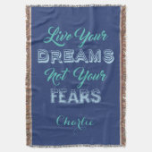 Live Your Dreams individuelle Name & Farbe werfen Decke (Vorderseite Vertikal)