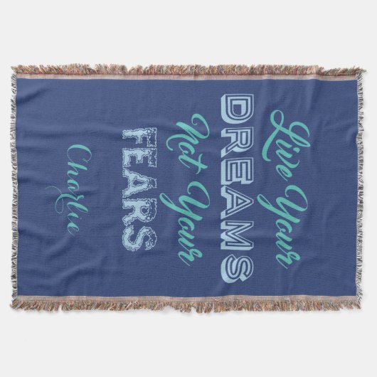Live Your Dreams individuelle Name & Farbe werfen Decke (Vorderseite)