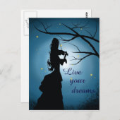 Live your Dreams, Violin Player, individuell anpas Postkarte (Vorne/Hinten)