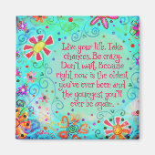 Live Your Life Quote Aqua Hübsch florale Trendy Magnet (Vorne)
