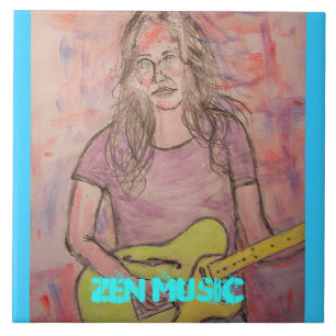 Live Zen Music Girl Sketch Fliese