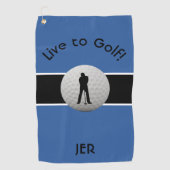 Live-Zitat Mit Monogramm Royal Blue Black Golfhandtuch (Vorderseite)