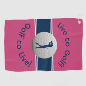 Live-Zitat-Typografie Pink & Blau Golfhandtuch (Horizontal)