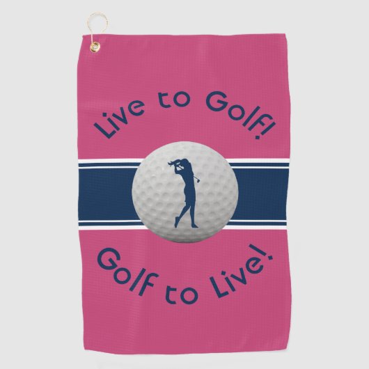 Live-Zitat-Typografie Pink & Blau Golfhandtuch (Vorderseite)