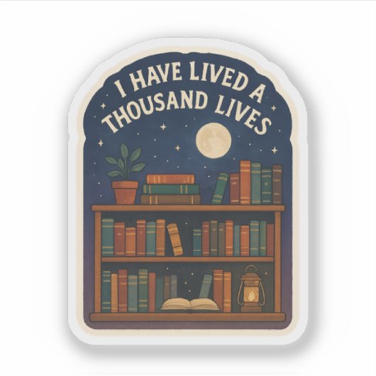 Lived a Thousand Lives,Bookshelf Night Sky Aufkleber (Vorderseite)