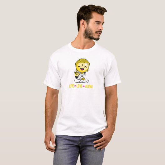 LiveLiebe-Aloha lustiger Buddha-Cartoon T-Shirt (Vorne ganz)