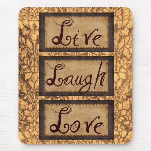 LiveLiebe-Lachen-Brown-Rahmen Mousepad (Vorne)