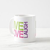 LiveLiebe-Lachen Kaffeetasse (Vorderseite Links)