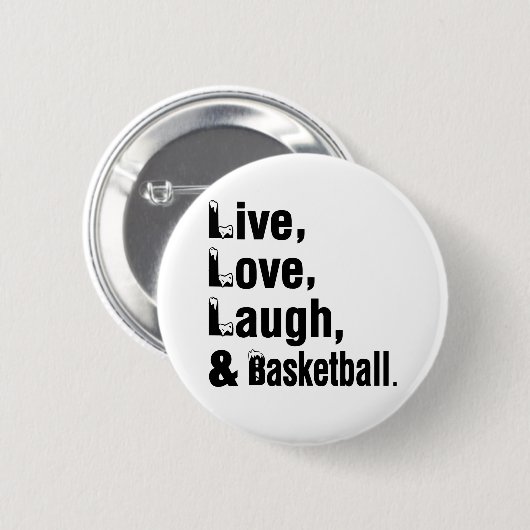 LiveLiebe-Lachen und Basketball Button (Vorne & Hinten)