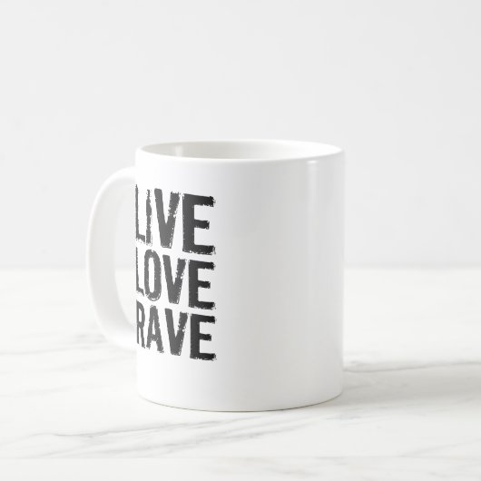 LiveLiebe-Rave Kaffeetasse (Vorderseite Links)