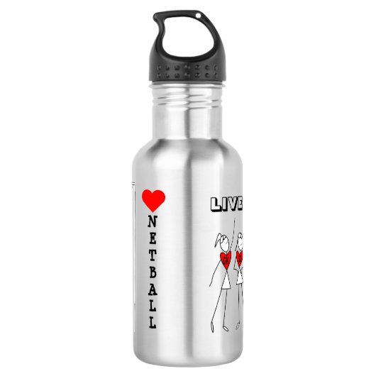 LiveLiebe-TrainerNetball bringt Themed in Position Edelstahlflasche (Rückseite)