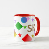 Lively Colorful Stars Circles Squares Personalized Tasse (VorderseiteRechts)