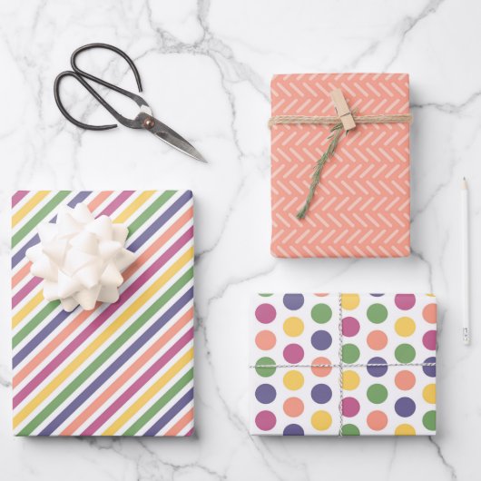 Lively Orange, Green, Yellow, Pink, Blue Combo Geschenkpapier Set (Vorderseite)