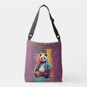 Lively Panda Vibes   Fun Illustration Tragetaschen Mit Langen Trägern