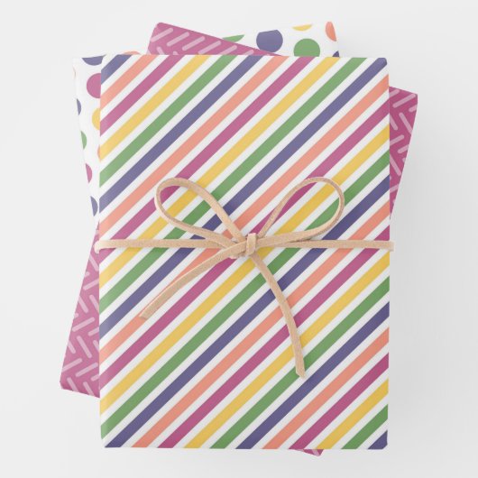 Lively Pink, Yellow, Green, Blue, Orange Combo Geschenkpapier Set (Beispiel)