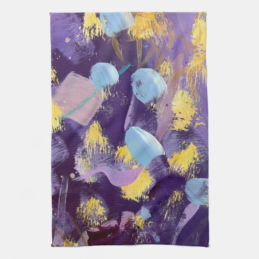 Lively Purple and Yellow, Abstract Art Geschirrtuch (Vertikal)